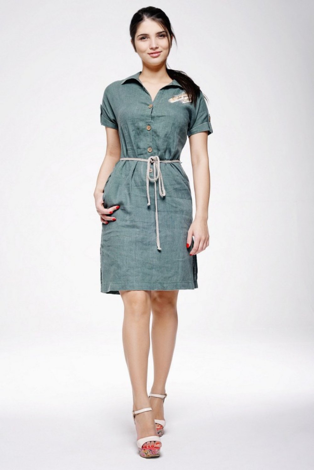 Платье женское "Шагал" с надписью модель 424/3 океан