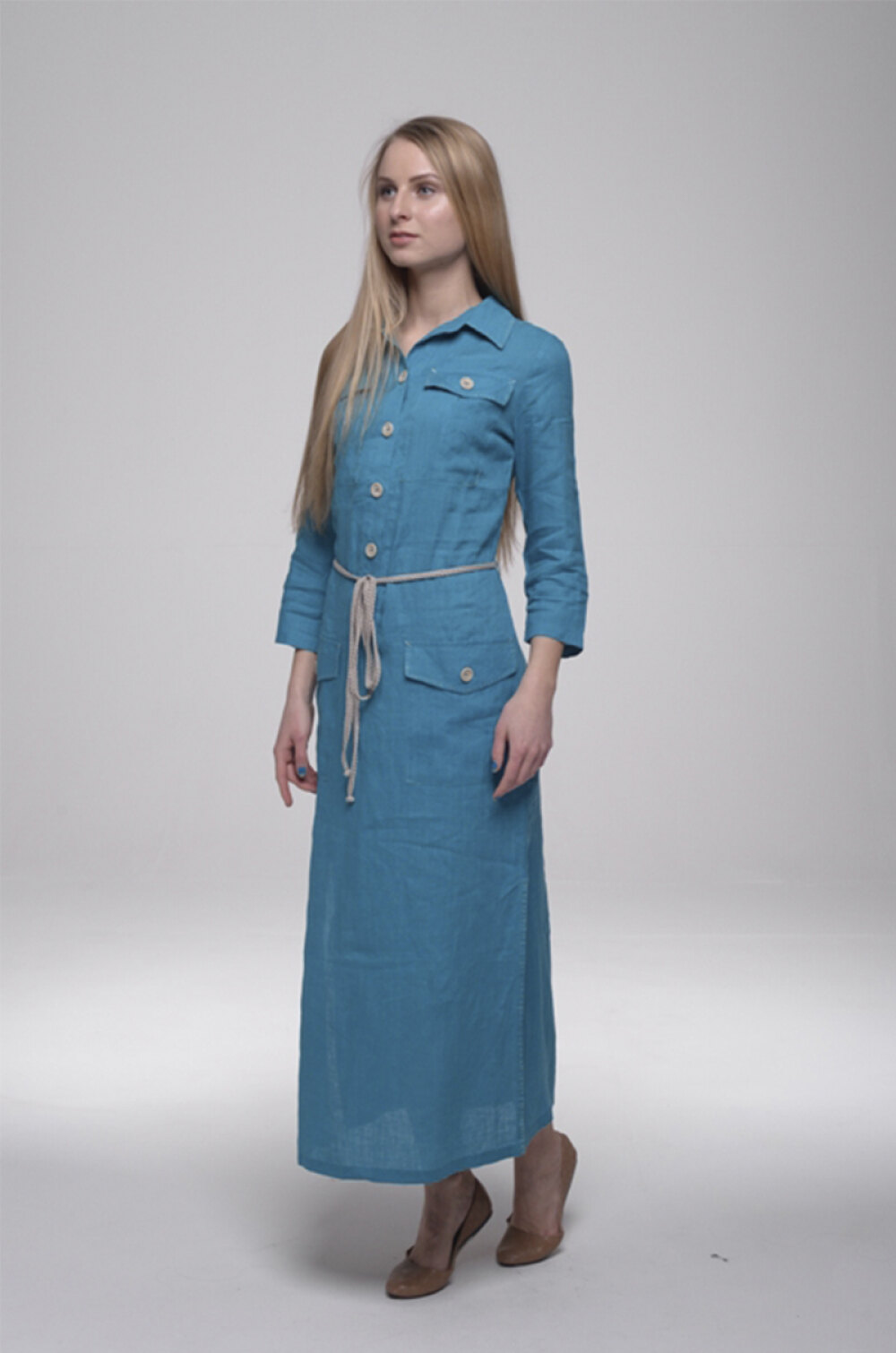 Платье женское "Элегант" длинное модель 427 бирюза
