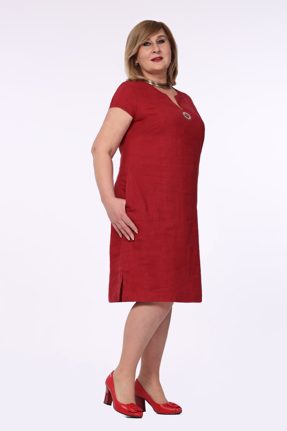 Платье С карманами миди модель 428/9 цвет клюква