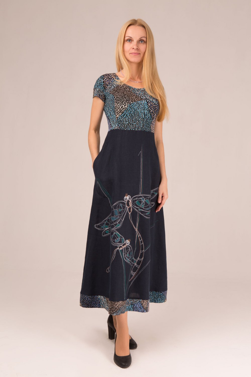 Платье женское "Матрешка" модель 302/1 темно-синее