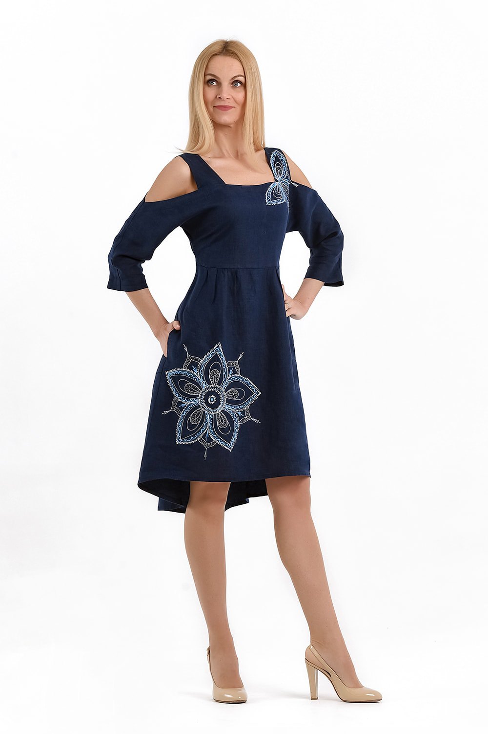 Платье женское "Озорница" миди модель 358/5 темно-синий