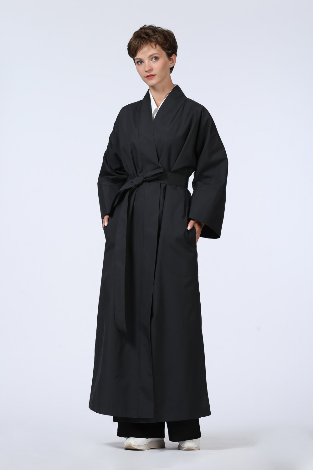 Кардиган женский Кимоно Плащевка модель 661/1 цвет: чёрный