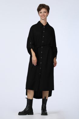 Платье женское Рубашка с поясом модель 660 цвет: чёрный