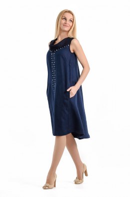 Платье женское "Сиерра" модель 447/1 тёмно-синий+чёрный