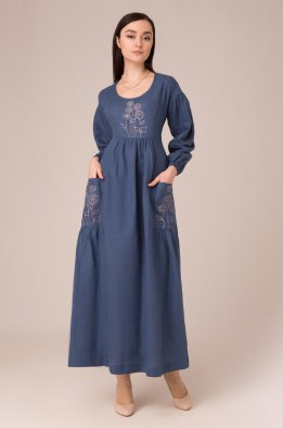 Платье женское "Со сборочкой" модель 433/1 джинс