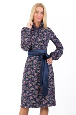 Платье женское "Полянка" модель 759/2 синие цветочки