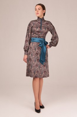 Платье женское "Полянка" на пуговицах модель 622Б разноцветный огурчик