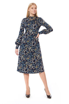 Платье женское "Полянка" миди модель 630/1 синий гермес