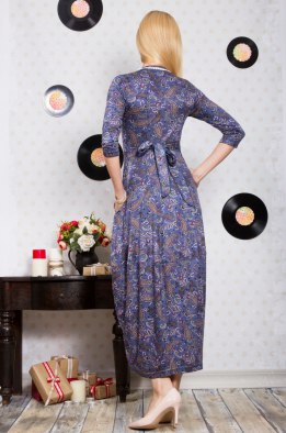 Платье женское "Звездочка" с кружевом модель 684/1 джинс огурчик