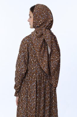 Платье женское "Дарья" длинная модель 675/6 горчичные пятнышки