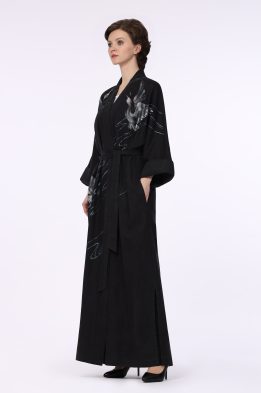 Кардиган женский "Кимоно Журавли" модель 782Р лен черный