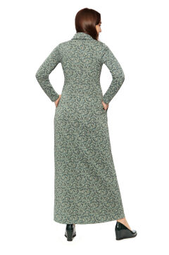 Платье женское "Элегант" меховый длинный модель 685дл/3 Зеленые веточки
