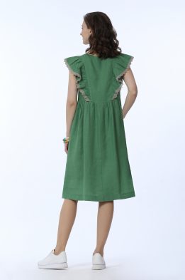 Платье С воланом модель 420/1 цвет зеленый