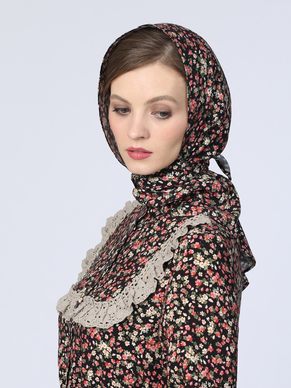 Косынка женская большая модель 899/1 "Цветочки" мелкие
