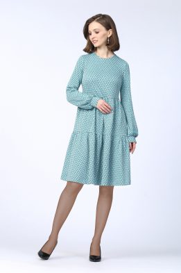 Платье женское "Каскад" модель 624/4 бирюза яркие ромбы