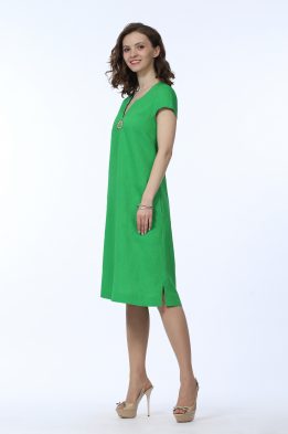 Платье С карманами миди модель 417 весенняя зелень