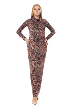 Платье женское "Элегант" меховый длинный модель 685дл/2 капучино