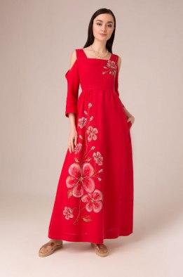 Платье женское "Озорница" длинная модель 357/2 красное