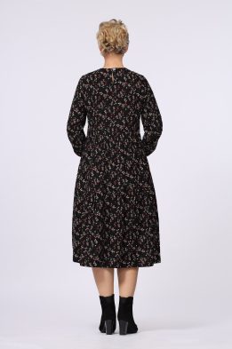 Платье женское "Марина" миди модель 471п/1 цвет: цветочки на черном