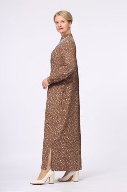 Платье женское "Марья" макси модель 475/2 вискоза горчичные пятнышки