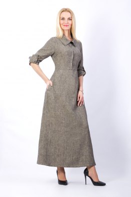 Платье женское "Анна" длинное модель 310/4 серо-коричневый меланж