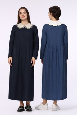 Платье женское "Василиса" модель 339/4 цвет: лен темно-синий