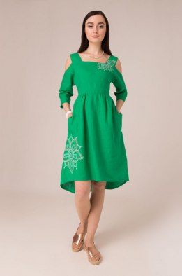 Платье женское "Озорница" миди модель 358 ярко-зеленое