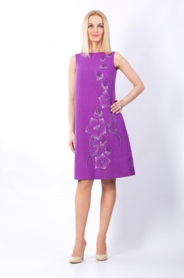 Платье женское "Дама" миди модель 394/1 фиолетовый темный