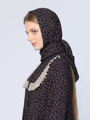 Косынка женская большая модель 899/2 "Цветочки" на синем